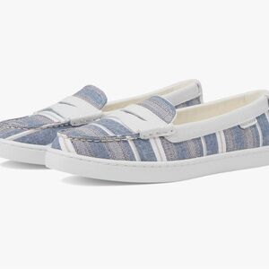 Cole Haan Nantucket Penny Loafer‎ Blue White Leather Cotton Slip-on Women’s 10.5